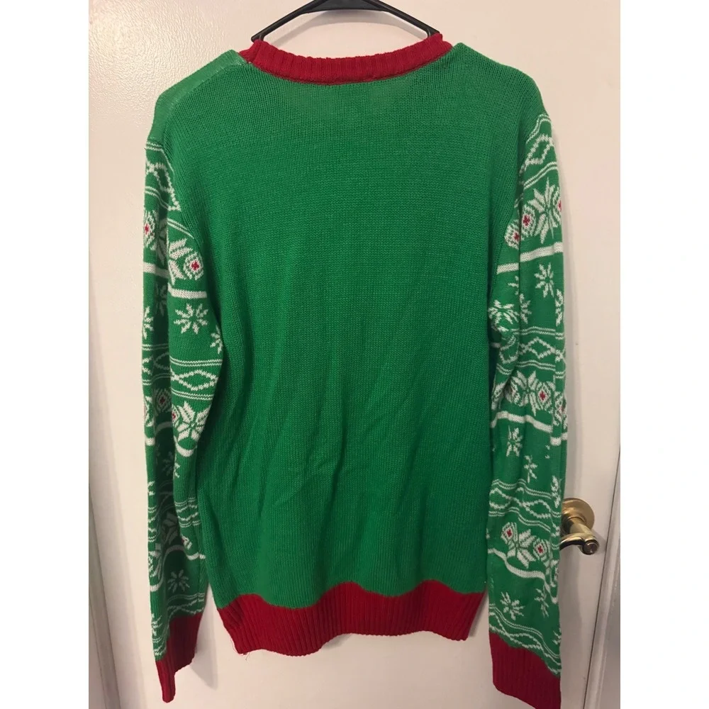 Peanuts Snoopy Ugly Christmas Sweater Green Fair Isle Doghouse Mens Medium 38-40